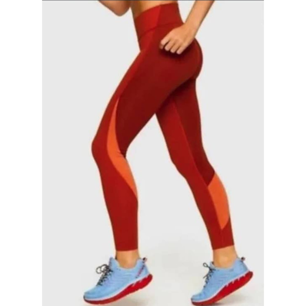 Outdoor Voices Athletic Leggings Orange Multi Compression Small Running Gym Yoga